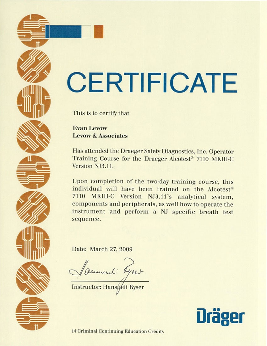 Levow DWI Law Certifications and Awards