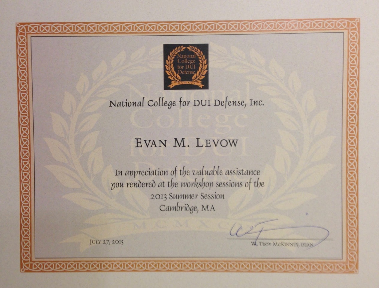 Levow DWI Law Certifications and Awards