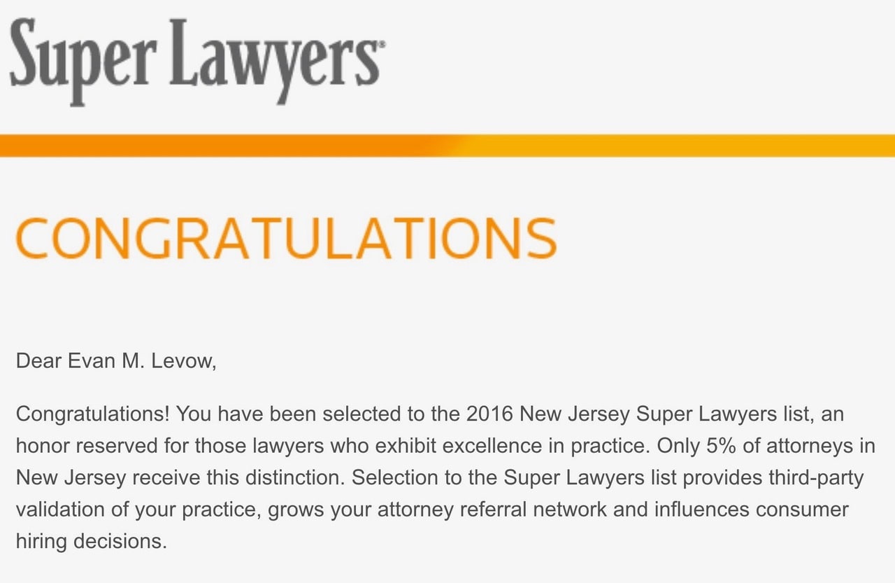 Levow DWI Law Certifications and Awards