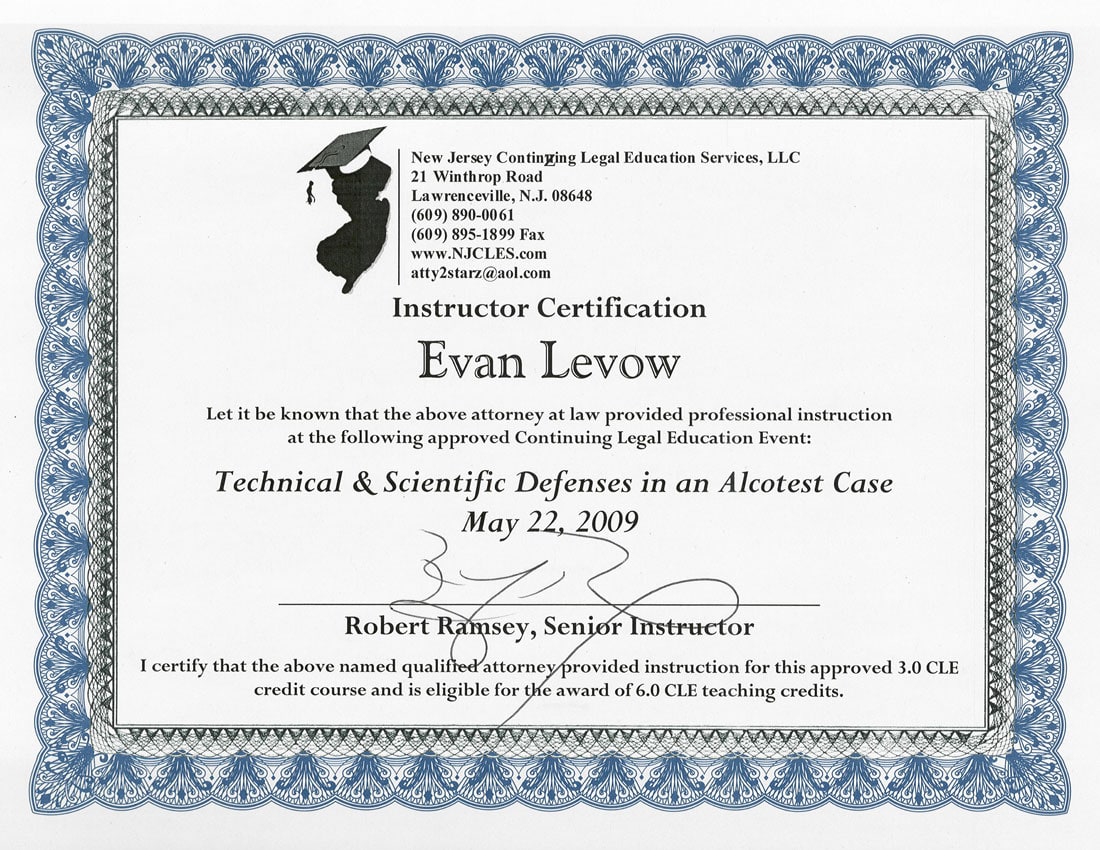 Levow DWI Law Certifications and Awards