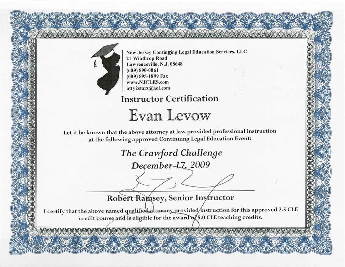 Levow DWI Law Certifications and Awards