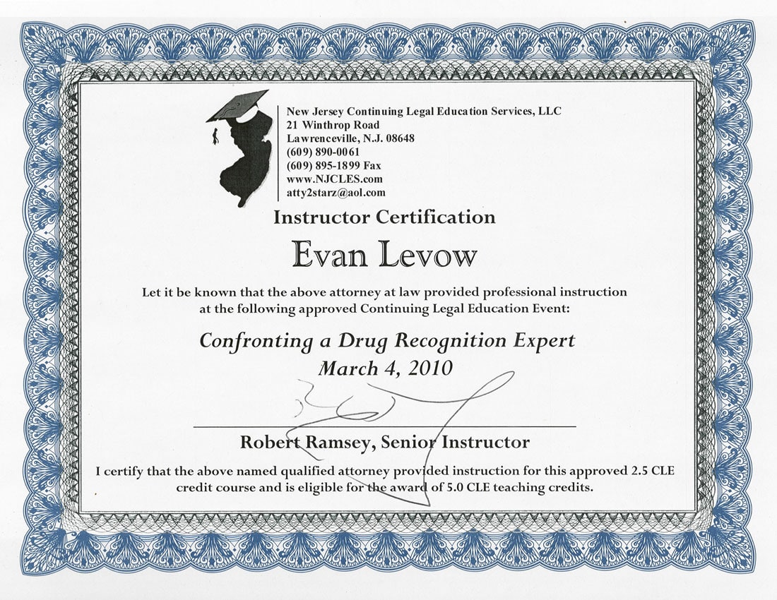 Levow DWI Law Certifications and Awards